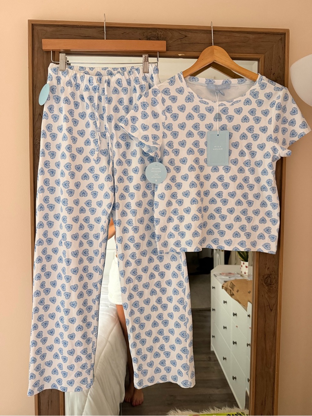 Hill House The Kelly Blue Heart Pajama Set - White & Blue